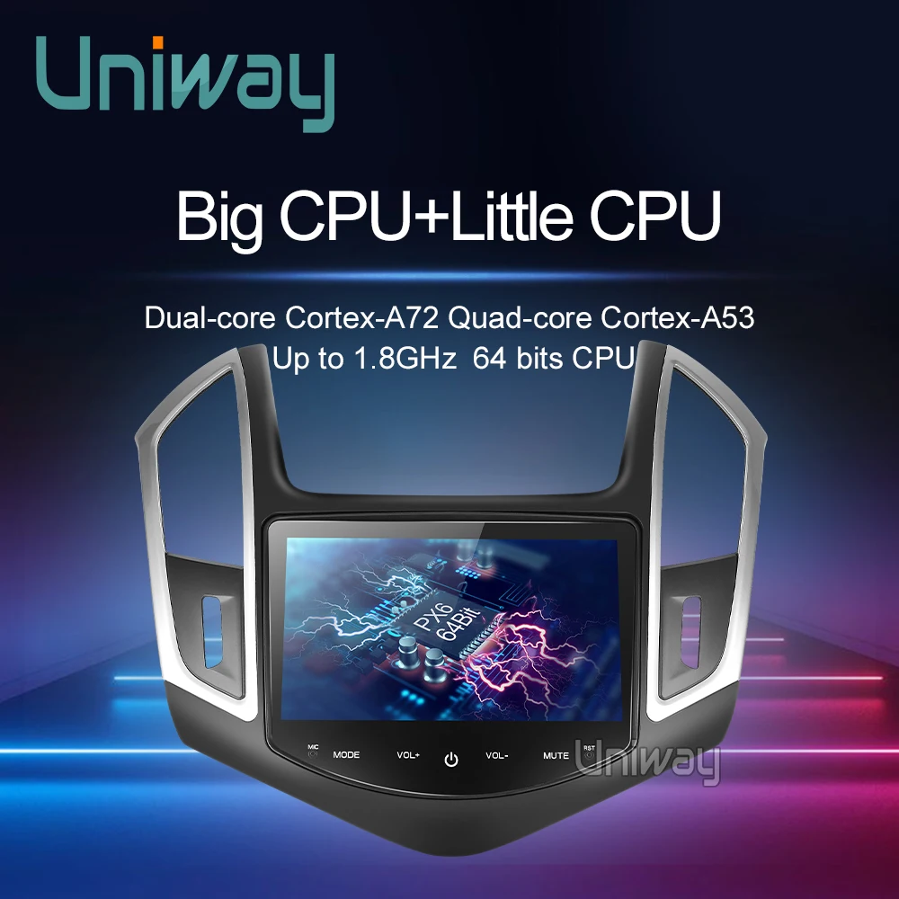 Автомагнитола Uniway для Chevrolet Cruze 2013 2014 2015 стерео с рулем DSP IPS android 9 0 dvd