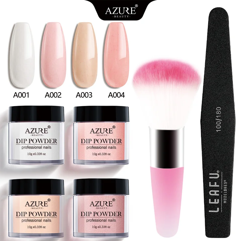Azure beauty, 6 шт./лот, блестящая пудра для погружения, блестящая пудра для ногтей, термальные цвета, нужен базовый активатор, набор, натуральный, сухой, с кистью - Цвет: 1