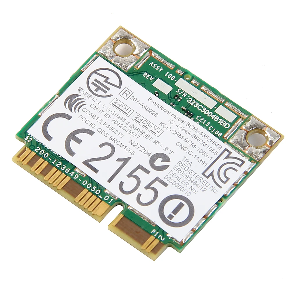 Двухдиапазонный для Broadcom BCM94352HMB 867 Мбит/с Wifi Bluetooth BT 4,0 мини PCI-E половина Беспроводной Wi-Fi карты BCM94352 802,11/ac DW1550