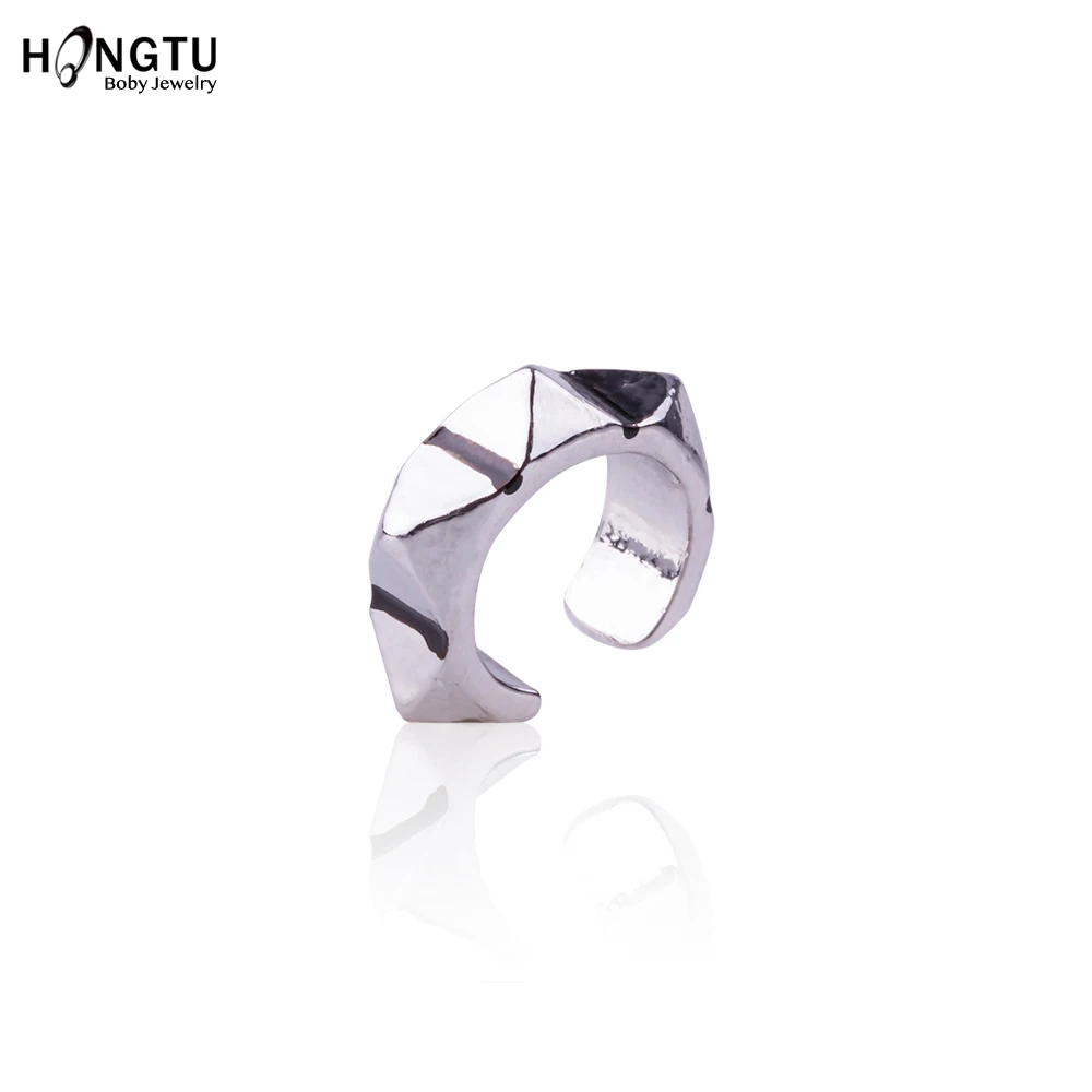 HONGTU 1PC Punk Clip Earrings Copper Ear Clip Cuff Wrap Earring Personality Octopus Poker Rivet C-Shape No Piercing Jewelry Gift - Окраска металла: FK30021-1pc