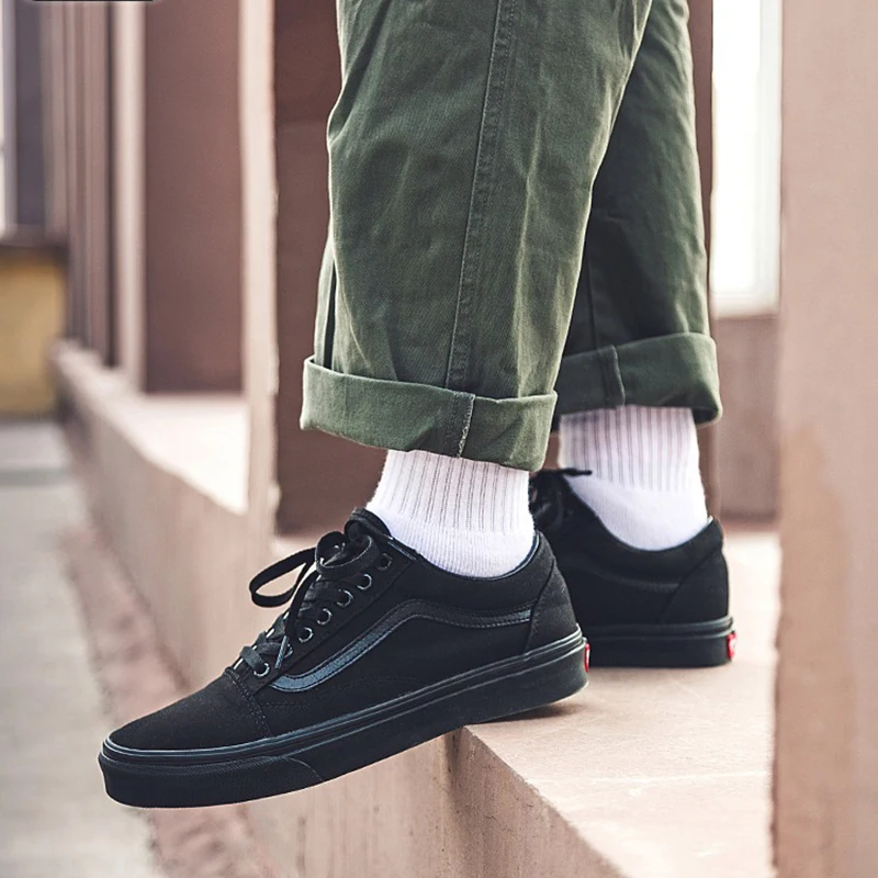 VANS OLD SKOOL Мужская и женская обувь для скейтбординга черные классические уличные стильные удобные низкие парусиновые кроссовки VN000D3HBKA