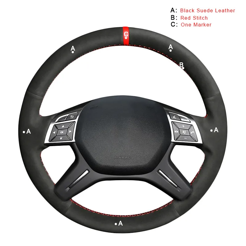 Suede Leather Авто оплетка на руль Крышка для Mercedes-Benz GL350 ML350 DIY автомобиля оплетка колеса Чехлы для интерьера аксессуары для автомобиля-Стайлинг - Название цвета: Suede Leather
