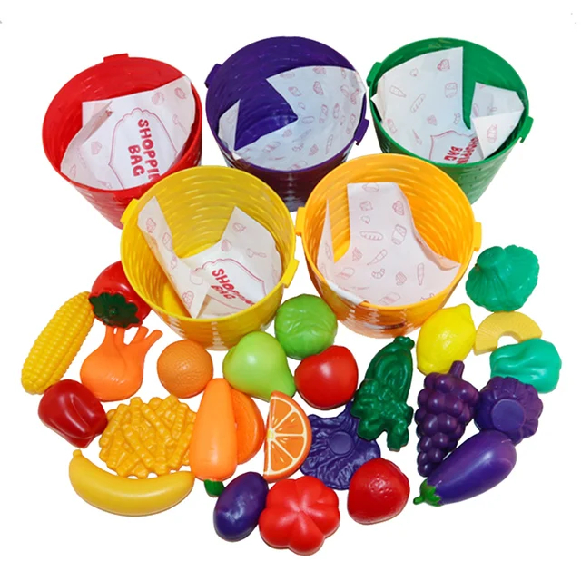 Educational Insights Plush Play Fruit Basket - 11 Piece Pretend Food Set For Toddlers Age 2+