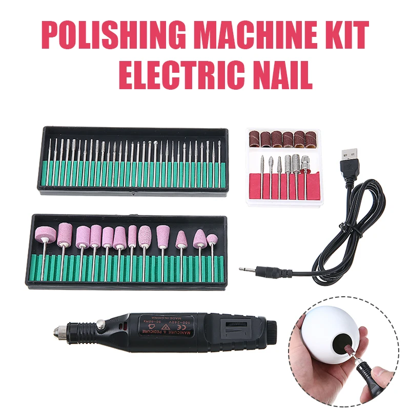 

Зарядка через USB переменной Скорость мини шлифовальный станок роторный инструмент комплект мясорубки набор сверла ногтя резак алмазное долото Файл польский