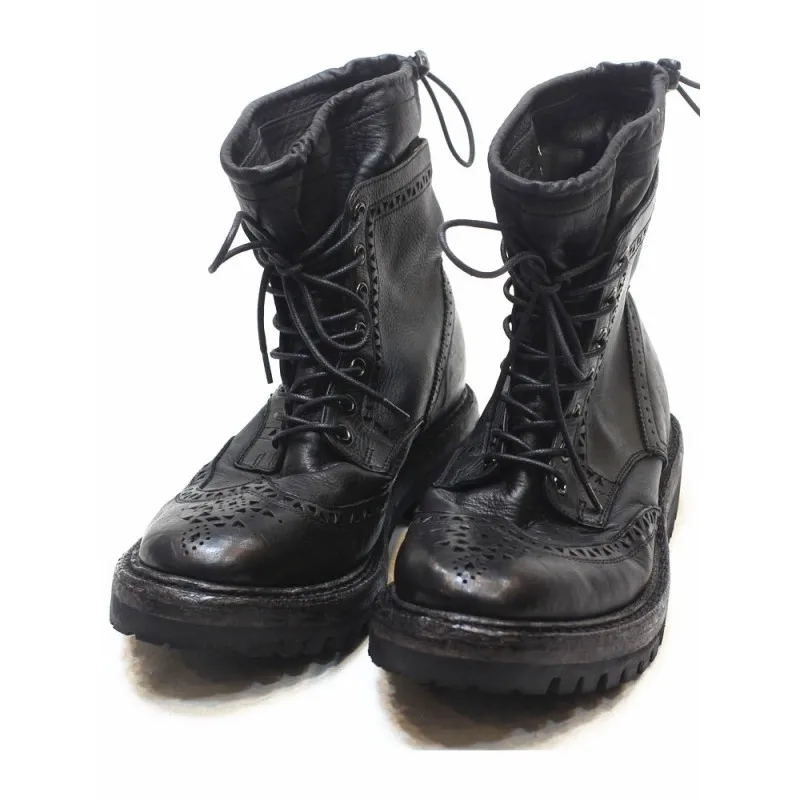 Обувь Мужские ботинки ручной работы Цвет Черный Винтажные ботинки-броги