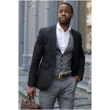

2022 Latest High Quality Notch Lapel Design Men's Black Suits Custom Made One Button Fashion Casual Wear Blazer 3 Pieces Skinny