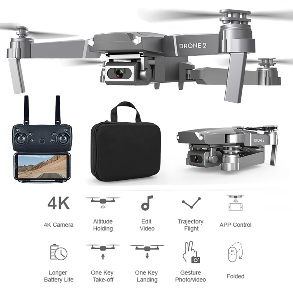4K With 1 Battery E68 Многофункциональный wifi FPV Безголовый пластиковый складной Квадрокоптер перезаряжаемый Радиоуправляемый Дрон удерживающий высоту видео HD камера 2,4 ГГц - Цвет: 4K With 1 Battery