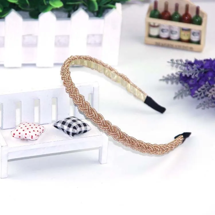 Korean-style Linen Flower Color Braid Crystal Headband Entirely Handmade Weaving Fishing Line Bead Beaded Bracelet Wire Wound Ha