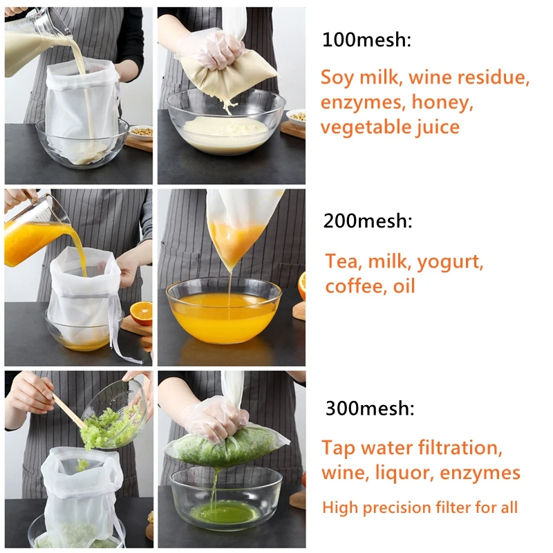 Brew Bags Reusable Fine Mesh Strainer Bag for Home Brewing Fruit Cider Grape Beer Wine Making Food Yogurt Filter Nut Milk Bag beer brewing strainer bag