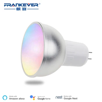 

Frankever Mini Smart Led Bulb GU5.3 Wifi Remote Control Dimmable 5W RGBW Lamp AC85-265V Work with Alexa google home Smart Home