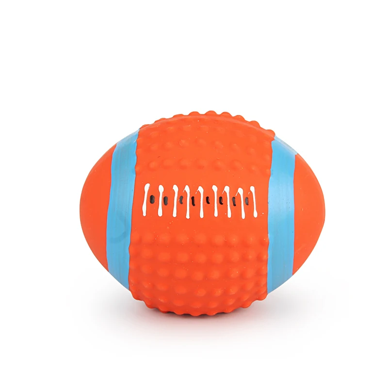 Rugby-Inspired Small Dog Squeaky Toy with Cotton Filling and Latex Exterior
