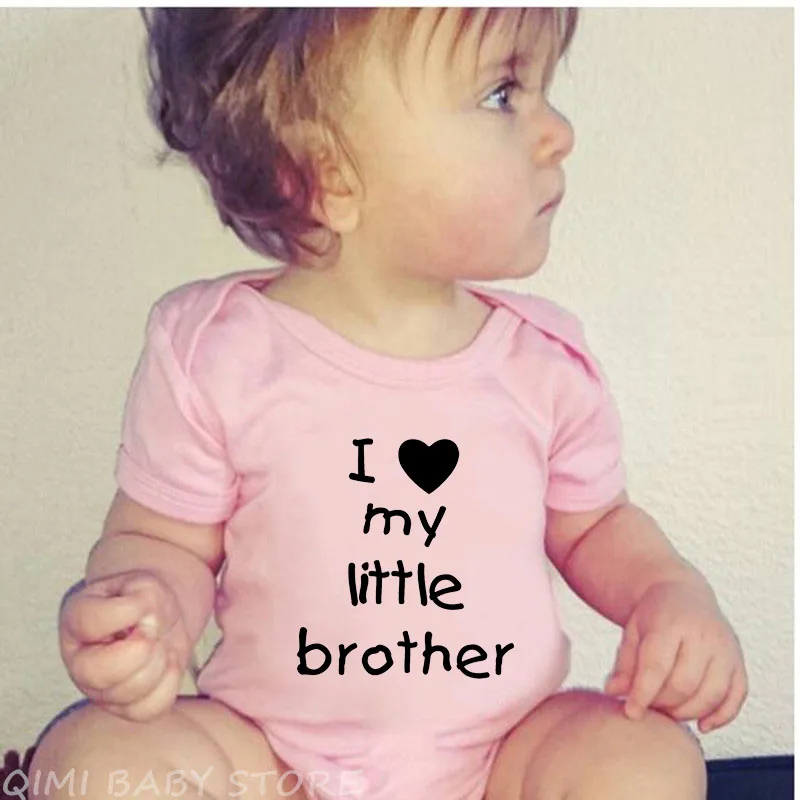 Хлопковый комбинезон с надписью «I Love My Little Big Brother» для новорожденных мальчиков; комбинезон с короткими рукавами для маленьких мальчиков