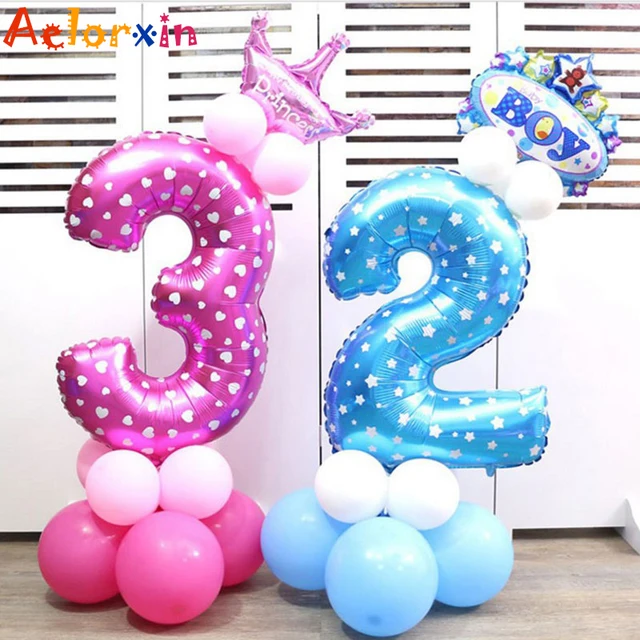 Baby Birthday Present Decoration Party Hat Cartoon Birthday Children Balloon Layout Inflatable Column 32-inch Digital 3