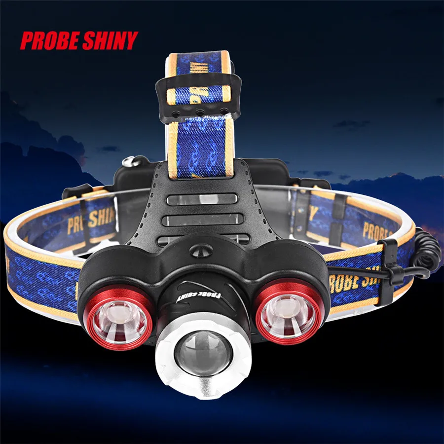 Outdoor headlight 8500Lm XML T6 + 2R5 3 LED rechargeable 18650 waterproof light USB interface night riding lights 35A5 (1)
