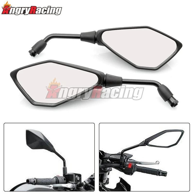 KeYJeY Specchietti Moto Per Kawasaki Z300, ER-6N, ER-6F, ER-5, Z800, Z900, Z1000, Z750, W800, ZRX 400/1100/1200 – Attacco M10 10mm, Nero, In ABS E Ferro