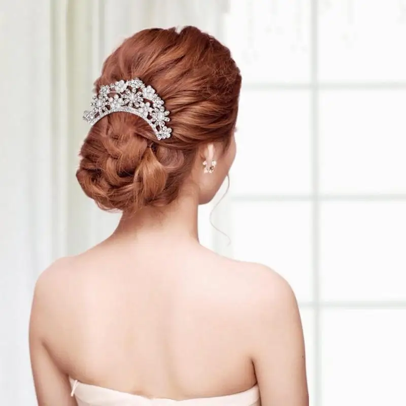

2019 Alloy Rhinestone Insert Comb Multi-tooth Flower Bridal Wedding Hair Clip Accessories Fashion Luxury Crystal Jewelry