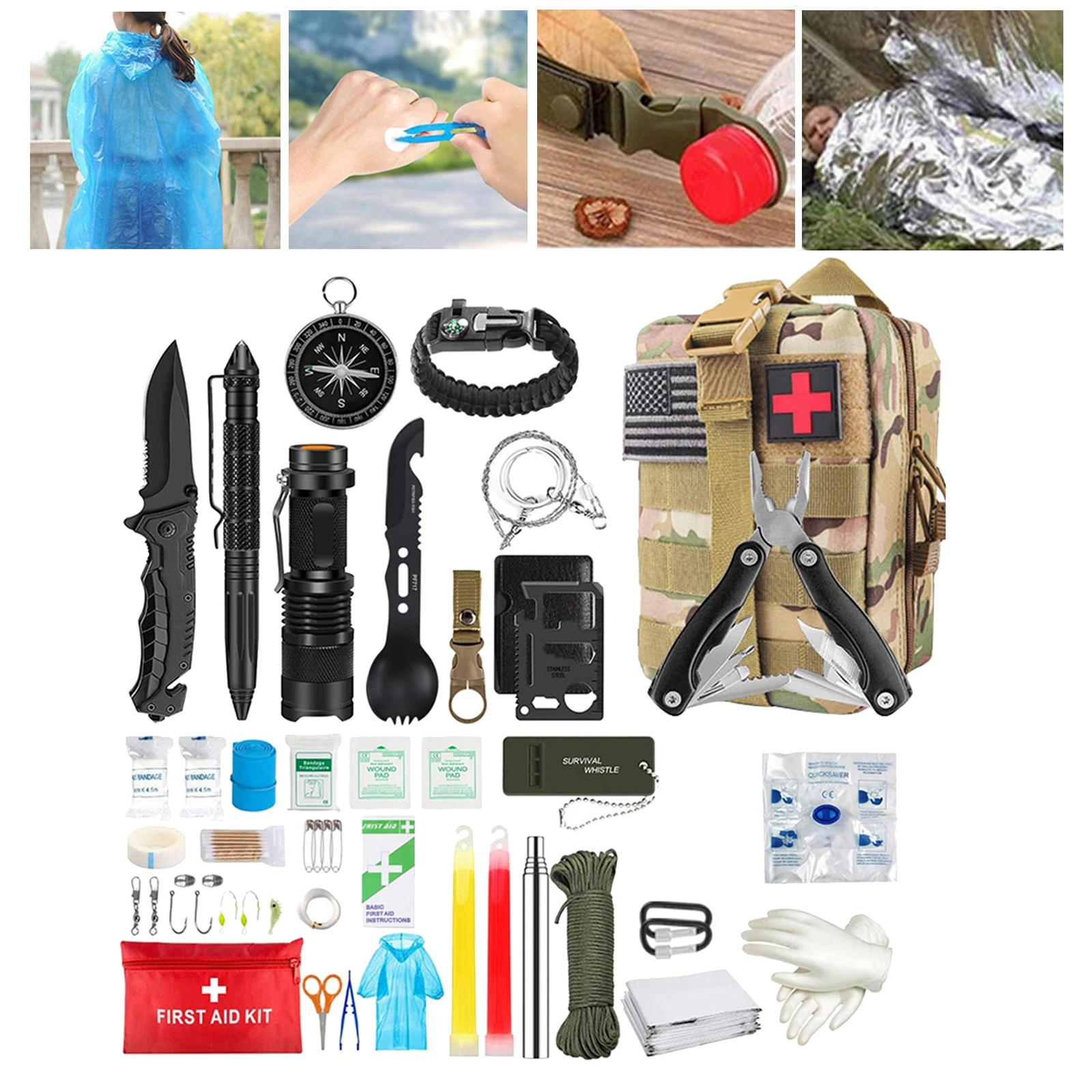 33-in-1 Emergency Survival Gear Kit Tactical SOS  Birthday Gift Son