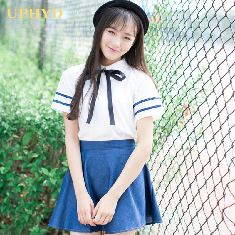 New Pretty Sailor Uniform Plus Size School Uniforms Chiffon Shirt With