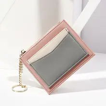 Маленький кошелек Тонкий кожаный чехол для карт держатель передний карман модный кошелек для женщин девочек брелок