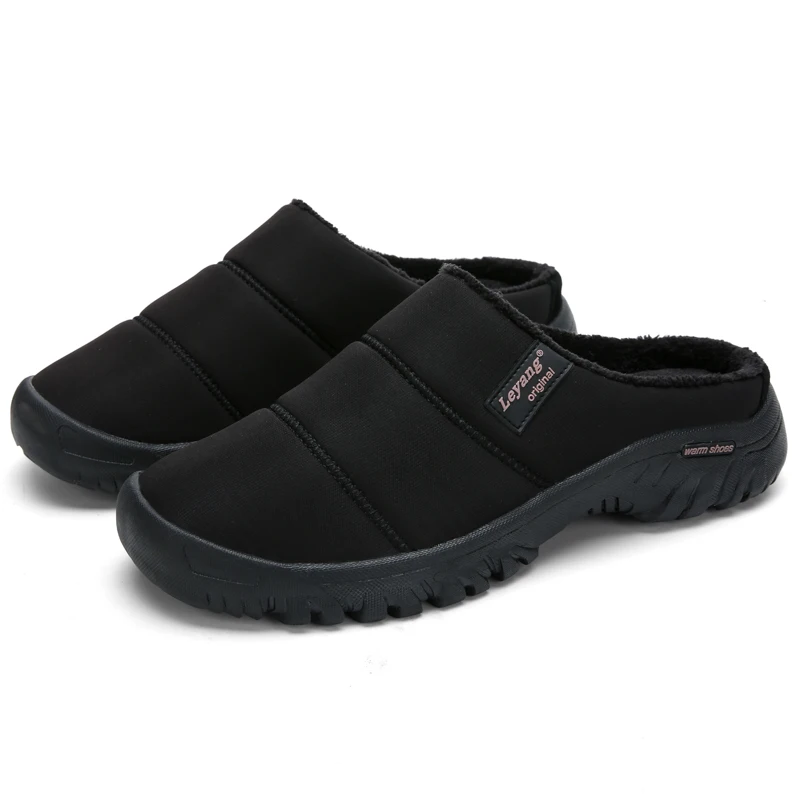 Теплые мужские зимние ботинки; теплые водонепроницаемые ботинки на меху для дождливой погоды; Плюшевые Мужские Зимние ботильоны; Botas Masculina; Размер 47 - Цвет: black B