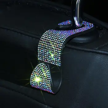 

Universal Crystal Diamond Car Seat Back Hooks Bags Hanger Holder Organizer Automobiles Headrest Mount Storage Hooks Clips