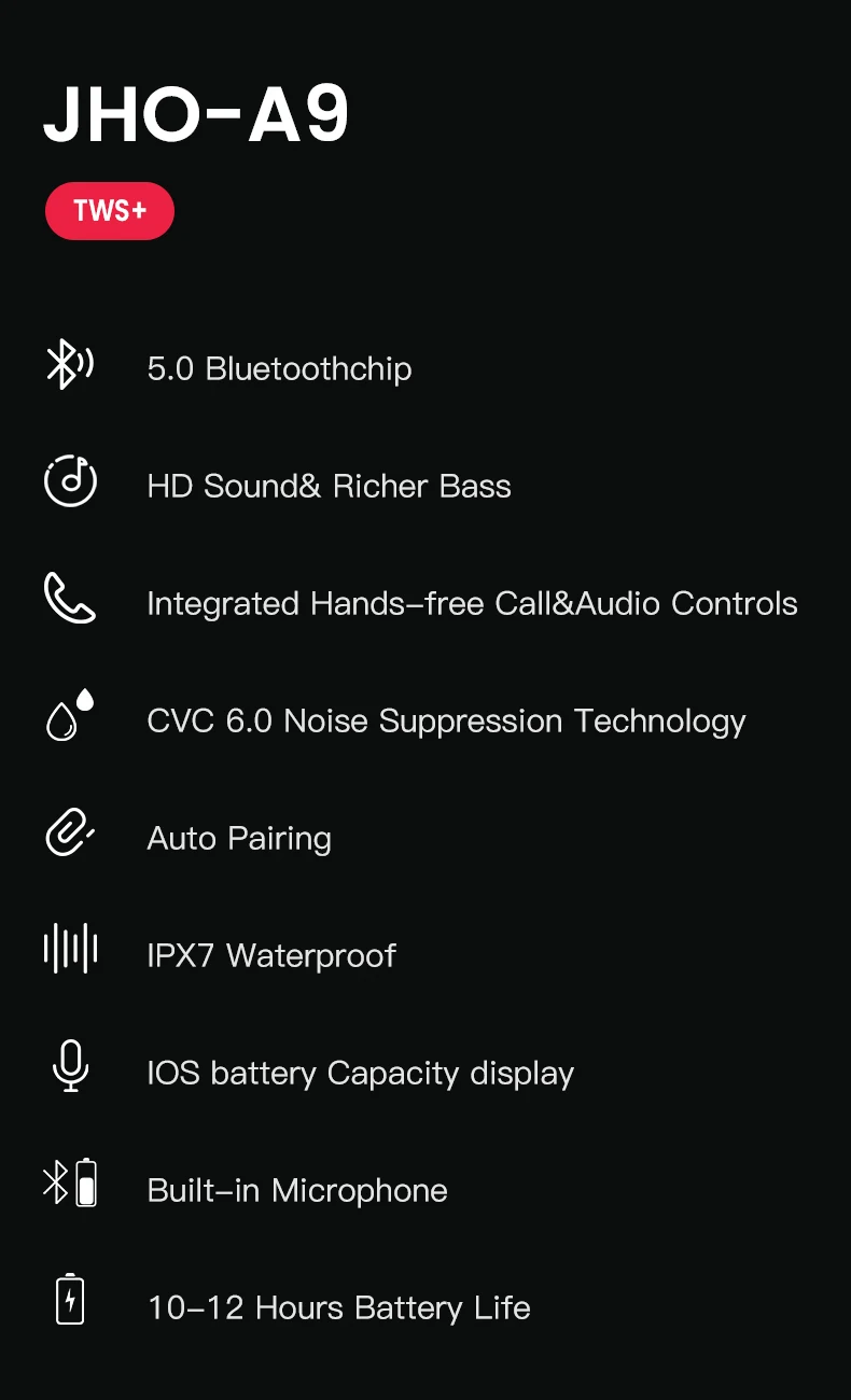 TWS Bluetooth 5,0 наушники A9 спортивные наушники с Ушные крючки Беспроводной наушники IPX7 Водонепроницаемый Hi-Fi стерео наушники бас гарнитура Шум шумоподавления