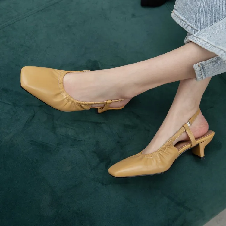 

Japanese And South Korean Style WOMEN'S Genuine Leather Shoes 2020 Spring Pull Wrinkle Cowhide Solid Color Square Head Kitten He