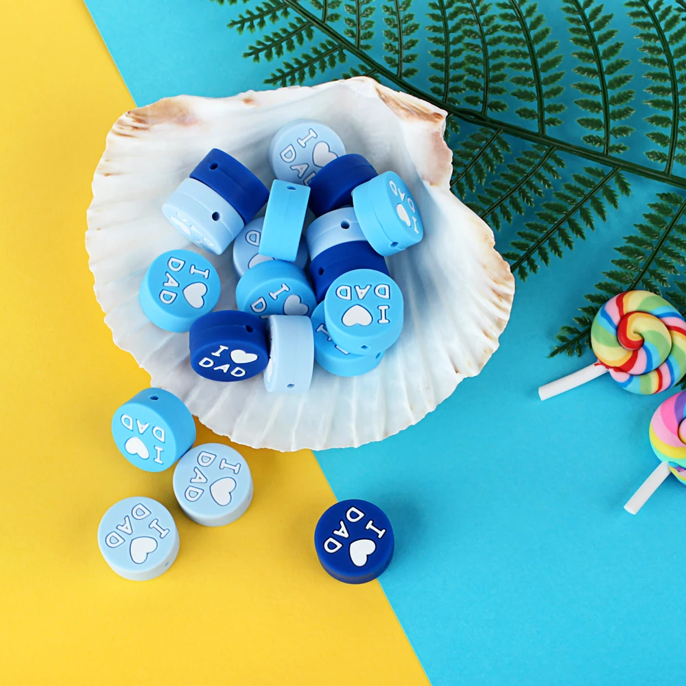 Keep& Grow 10 шт Силиконовые Бусины Mini I Love Dad силиконовые бусины для прорезывания зубов силиконовые грызуны DIY Изготовление ожерелья подвеска детские товары