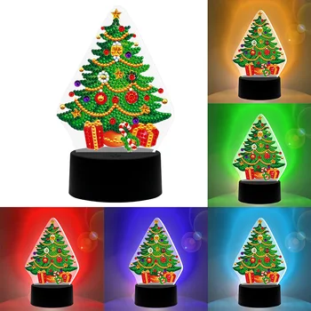 

DIY Diamond Painting LED Light Embroidery Christmas Tree DIY Craft Cross Embroidery Eco-friendly Night Lamp Needlework