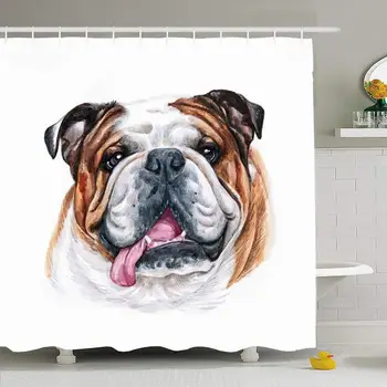 

Shower Curtain Set with Hooks 60x72 Cute Friend Dog Pet Isolated On Young Drawing Hand Pedigreed White Looking Animals Wildlife