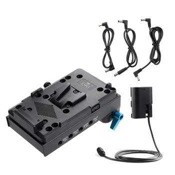

V Mount V-lock Plate With LP-E6 Dummy Battery Adapter for BMCC BMPCC Canon 5D2/5D3/5D4/80D/6D2/ 7D2 for Monitor Recorder Divider