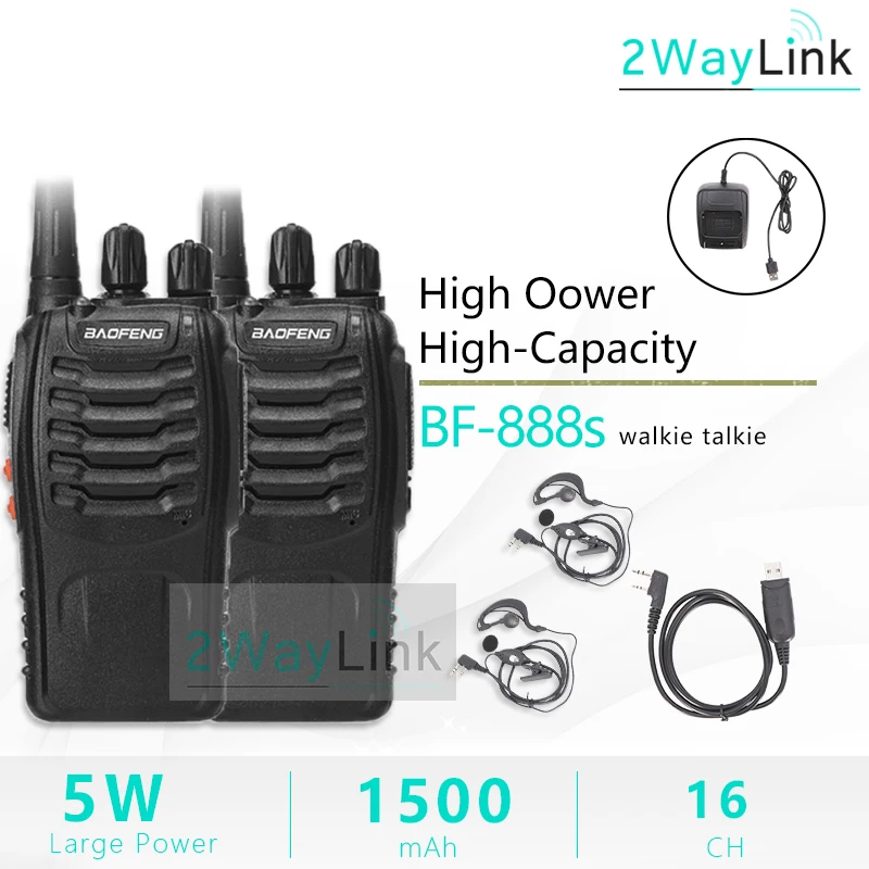 USB-Headset-Cable 2 шт Baofeng 888S двухстороннее радио с PPT Baofeng 888 Walkies портативное радио Baofeng BF-888S UHF 16CH для качественной связи - Цвет: USB-Headset-Cable