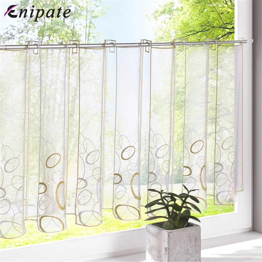 Enipate Perforated Embroidery Half Curtain Roman Coffee Kitchen Short Panel Curtain Room Valance Curtains For Kitchen Curtains Aliexpress