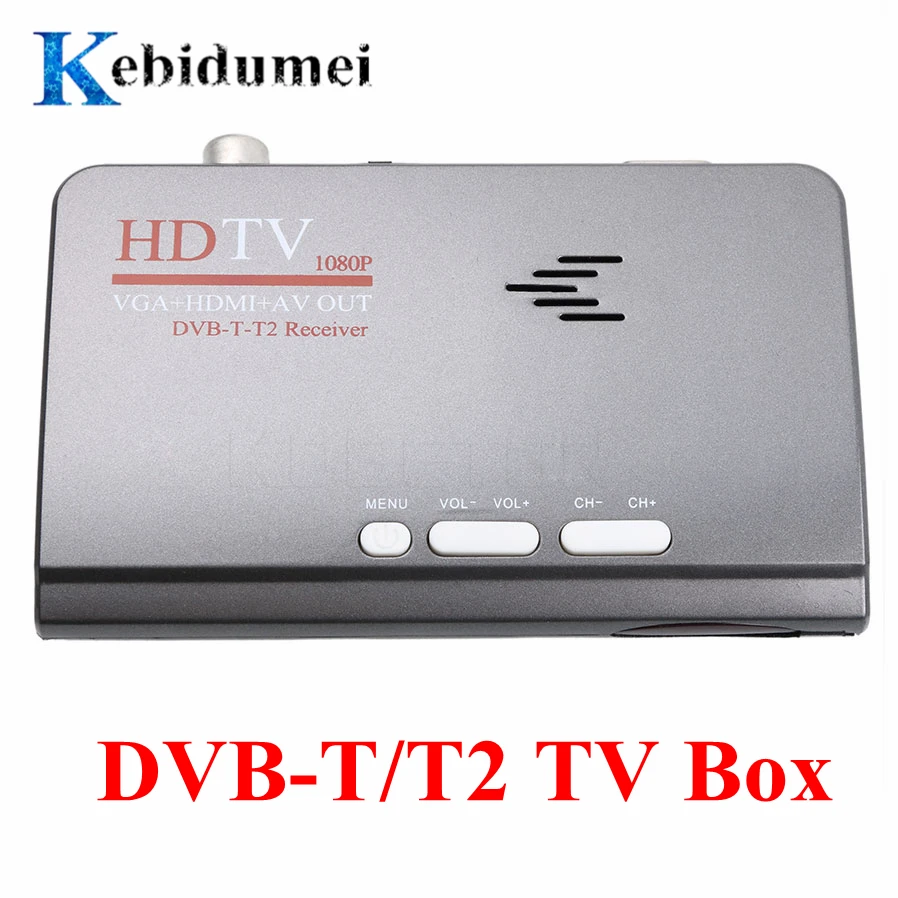Kebidumei ЕС цифрового HDMI совместимых с 1080P DVB-T/T2 ТВ коробка VGA + AV CVBS тюнер приемник