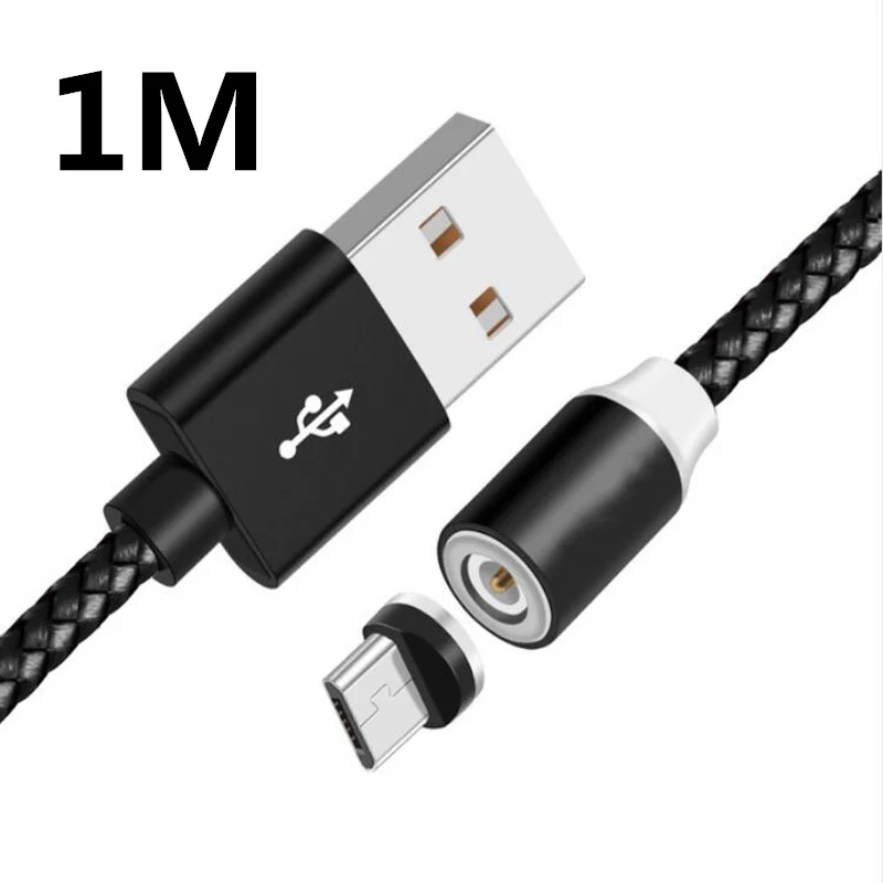 Магнитный Micro USB кабель для iPhone, samsung, huawei, магнитный кабель для зарядки и передачи данных, USB кабель для освещения, кабель для мобильного телефона - Тип штекера: Black 1M