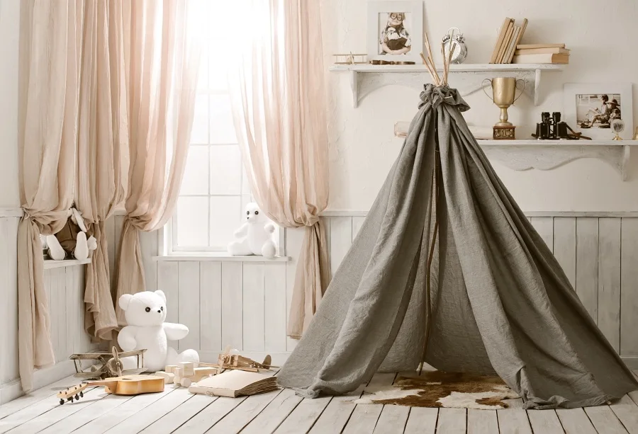 NBK08797 Laeacco серый шик на стену Wigwam Детские игрушки подушка вечерние Портретные комнаты фото фон фотографические фоны для фотостудии - Цвет: NBK08797