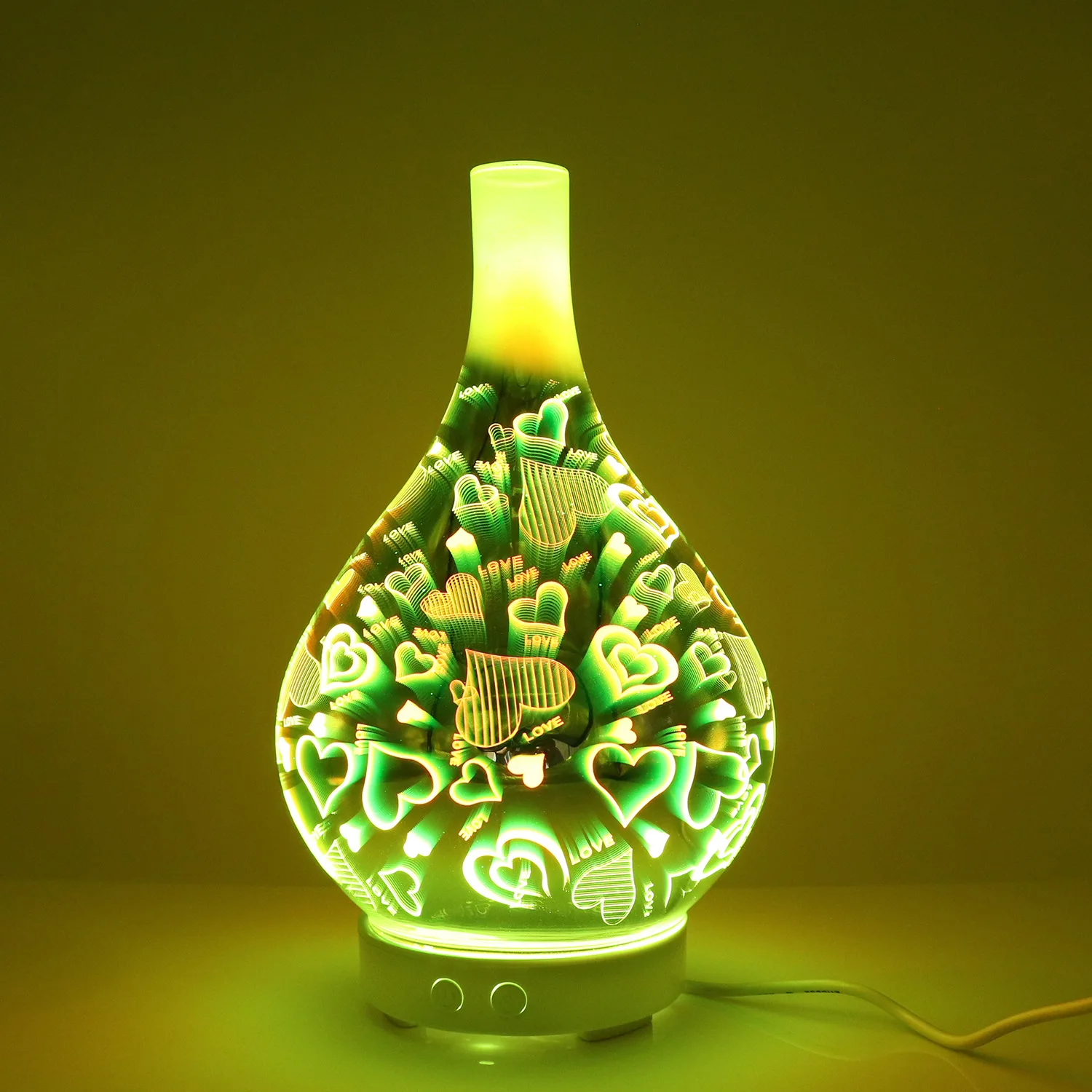 3D Glass Colorful Ultrasonic Humidifier Mini Household Office Creative Gifts Humidity Aromatherapy Machine OEM