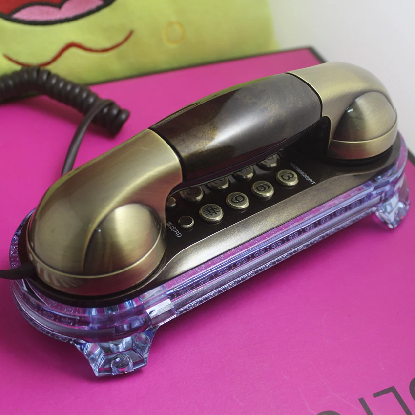 Антикварный телефон проводной элегантный телефон Ретро Trimline телефоны стационарный телефон с металлическими кнопками синий фонарик входящий вызов