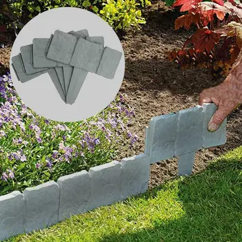 

5m 16ft Grey Stone Effect Garden Lawn Cobbled Grass Edging Plant Flower Bed Fence Border Garden bed Decorations