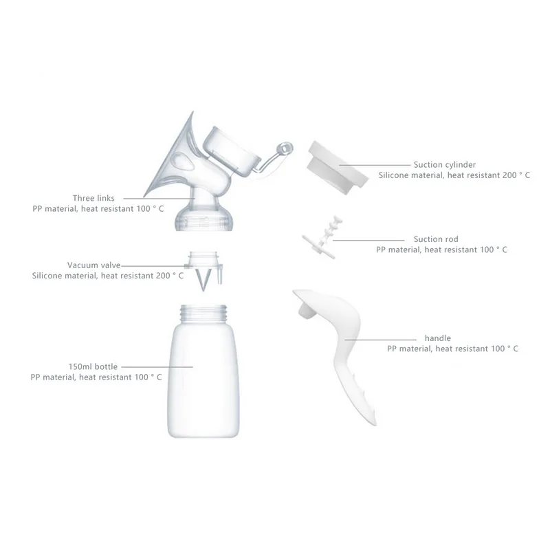 Ручной молокоотсос мощный детский сосок всасывающий 150 мл бутылочки для кормления молока молокоотсосы бутылочки высокого качества