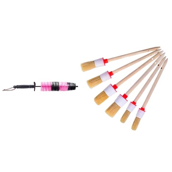 

7 Pcs Car Cleaning Tool: 1 Pcs Wheel Brush & 6 Pcs Soft Hair Bristles Brush