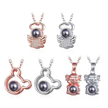 

100 Languages I Love You Projection Pendant Necklace Romantic Women Jewelry Romantic Love Memory Wedding Necklace