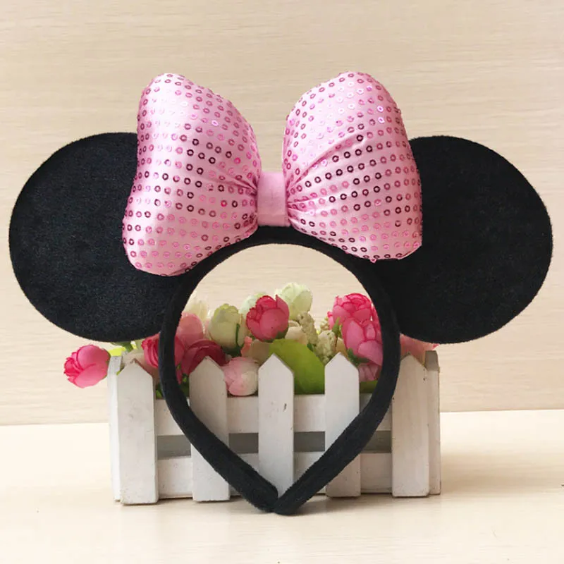 Cieelita Bandeau Minnie Mouse fête danniversaire Cadeau Femmes Glitter Minnie Mouse Oreilles Accessoires Cheveux Serre-tête Enfants 