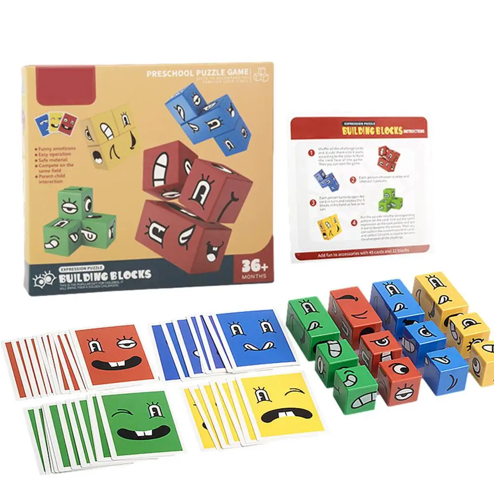 New Montessori Expression Puzzle Face Change Cube Building Blocks Toys Early Learning Educational Match Toy For Children Gift 1 New Montessori Expression Puzzle Face Change Cube Building Blocks Toys Early Learning Educational Match Toy For Children Gift 1