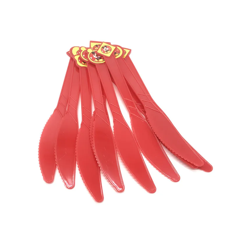 Knife-10pcs Микки Маус тематическая бумажная посуда для детей день рождения Принадлежности Декор воздушные шары скатерть тарелка и чашка для вечеринки шляпа флаг салфетки трубочки - Цвет: Knife-10pcs