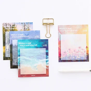 

1 X Painting Landscape Memo Pad Planner Sticky Notes Paper Sticker Notepad Kawaii Stationery Office School Supplies