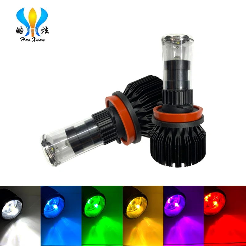 Хаоксуан CANbus Error Free 9005 HB3 светодиодный RGB чипы 9006 H8 H11 H7 светодиодный ламп через приложение Contro светодиодный для автомобиля противотуманных фар или дальнего света 12V