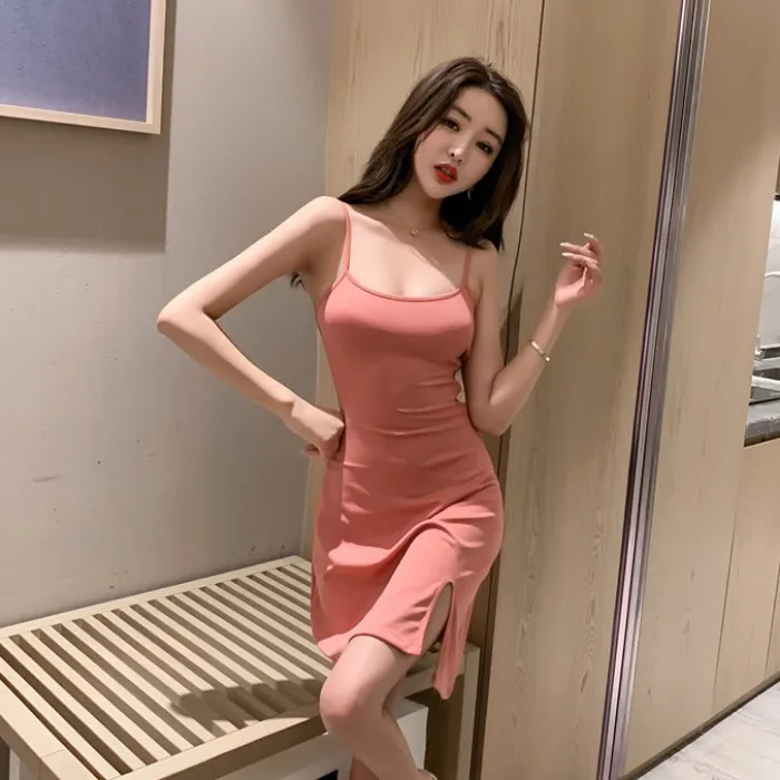 

2019 Summer New Style Anchor Clothing Women's Irregular-Slim Fit Slimming Backless Sleeveless Strapped Dress