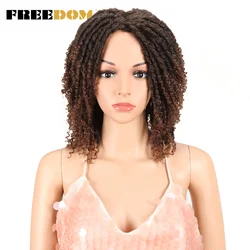 FREEDOM Short Brown High Temperature Twist Fiber Synthetic Wigs For Black Women Soft Dreadlock Wigs Braiding Crochet Hair Wigs