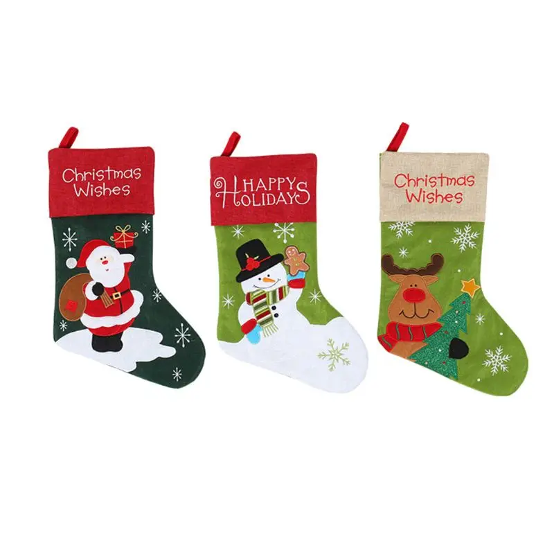 

Christmas Stockings Mini Sock Xmas Tree Candy Gift Bag Santa Claus Snowman Hanging Pendant Home Decor Ornaments